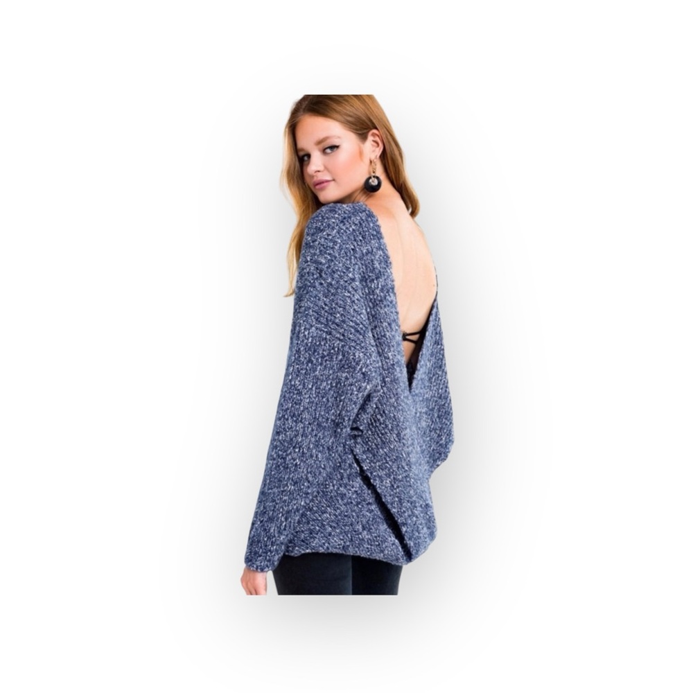 new Wildfox ❤︎ Drew Reversible Chunky Knit Oversized Sweater ❤︎ Galaxy Blue ❤︎ M - Picture 13 of 16